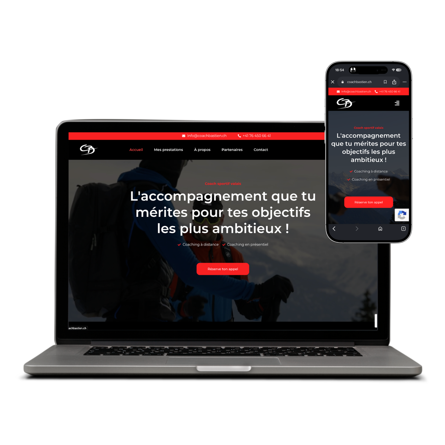 Aperçu du site Coach Bastien réalisé par Sandigital