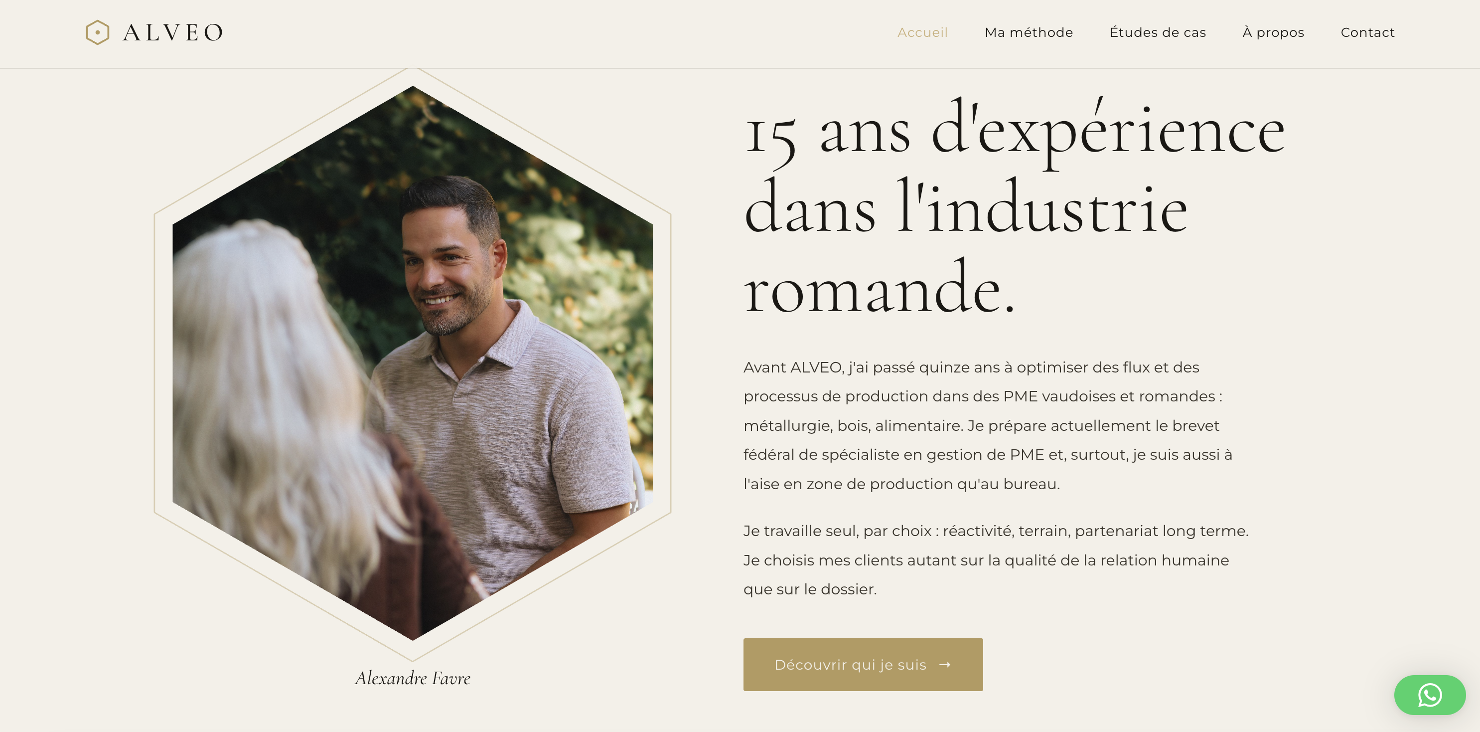 Page à propos du site ALVEO