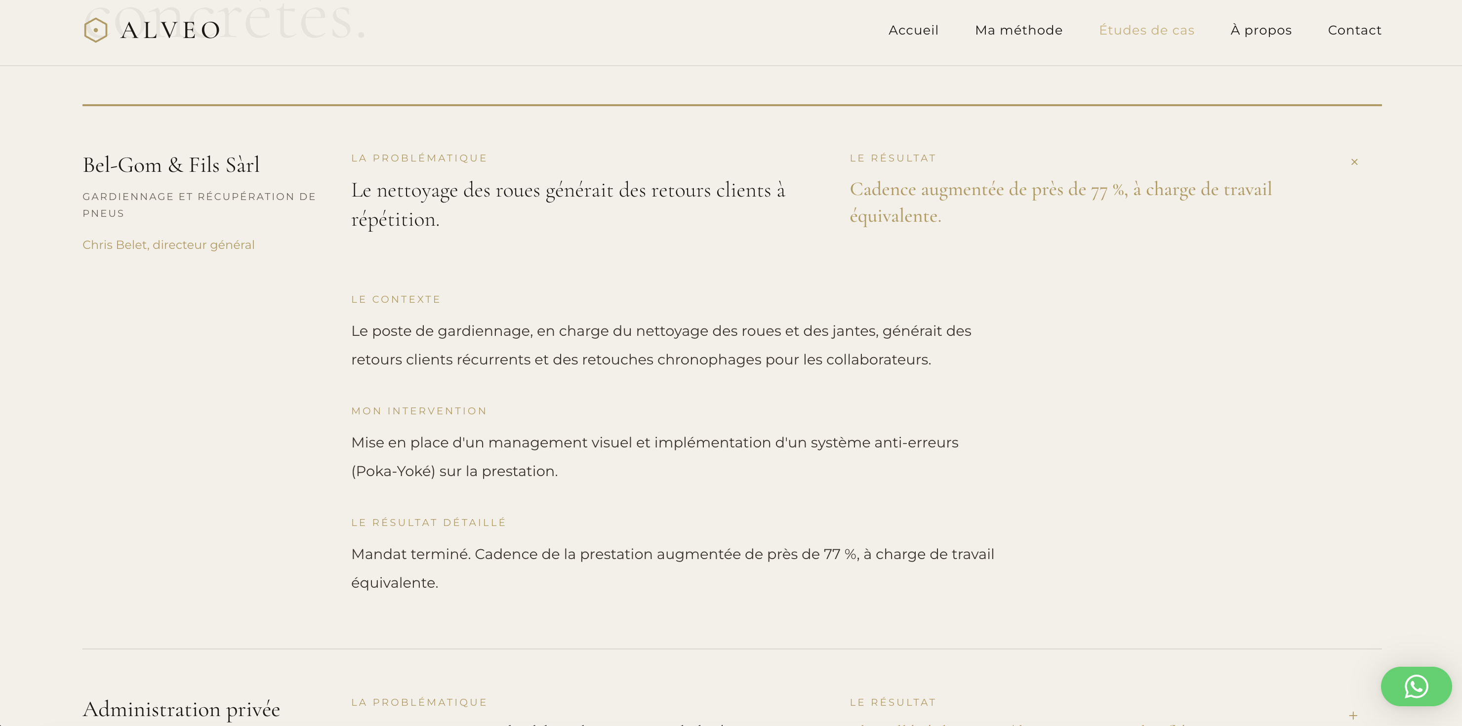 Études de cas sur le site ALVEO