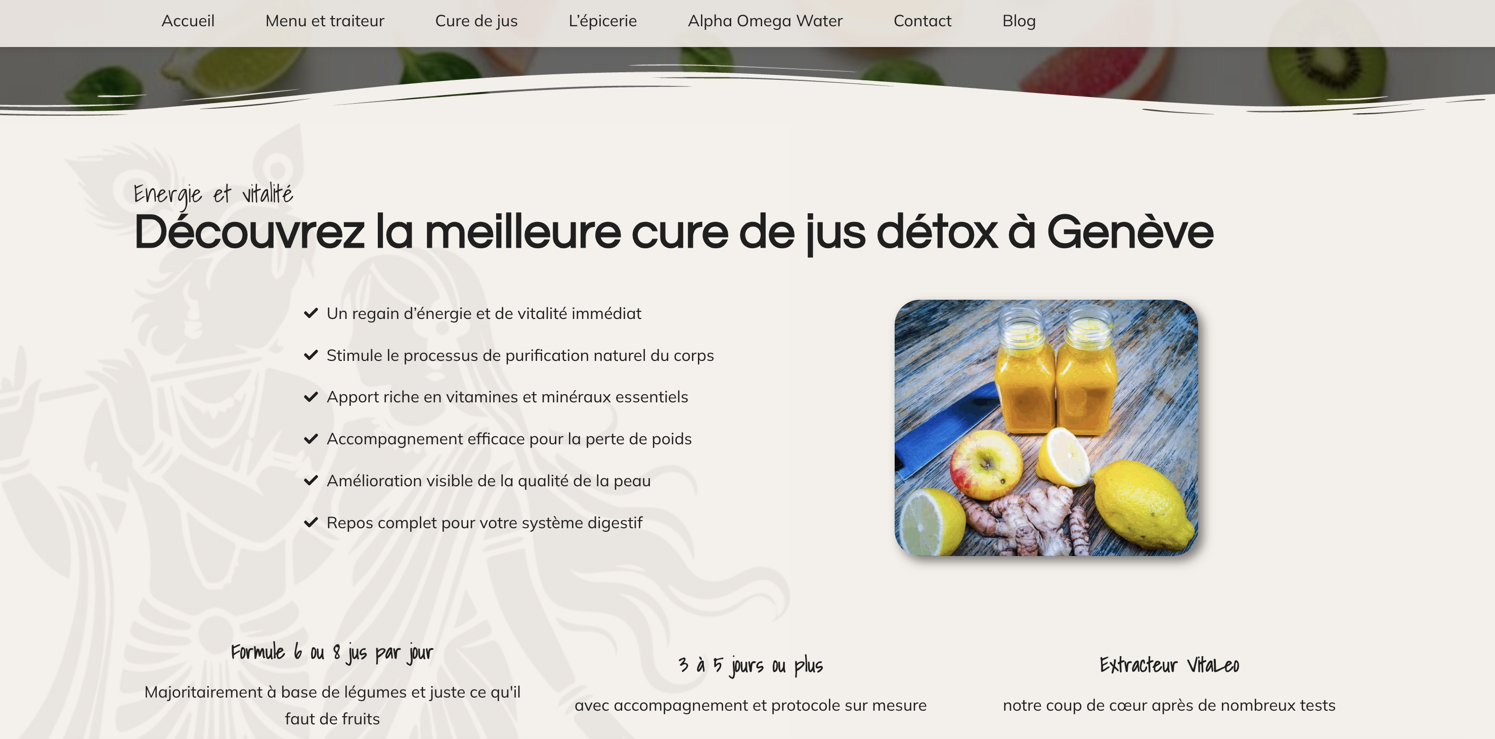 Page cure de jus du site Biofred