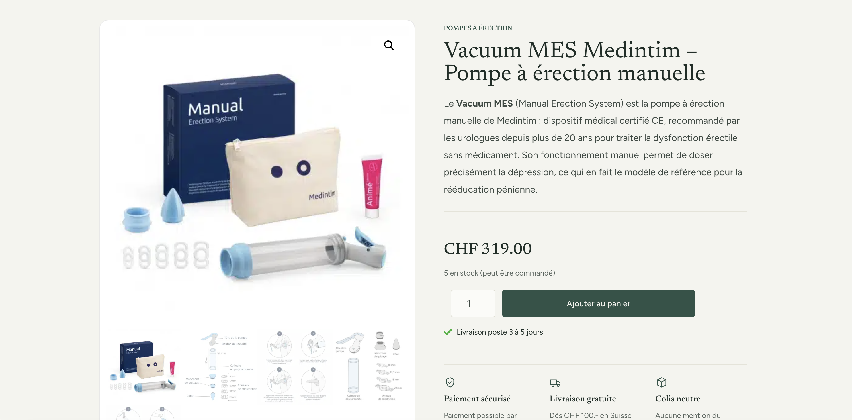 Fiche produit de la boutique Confort Intime