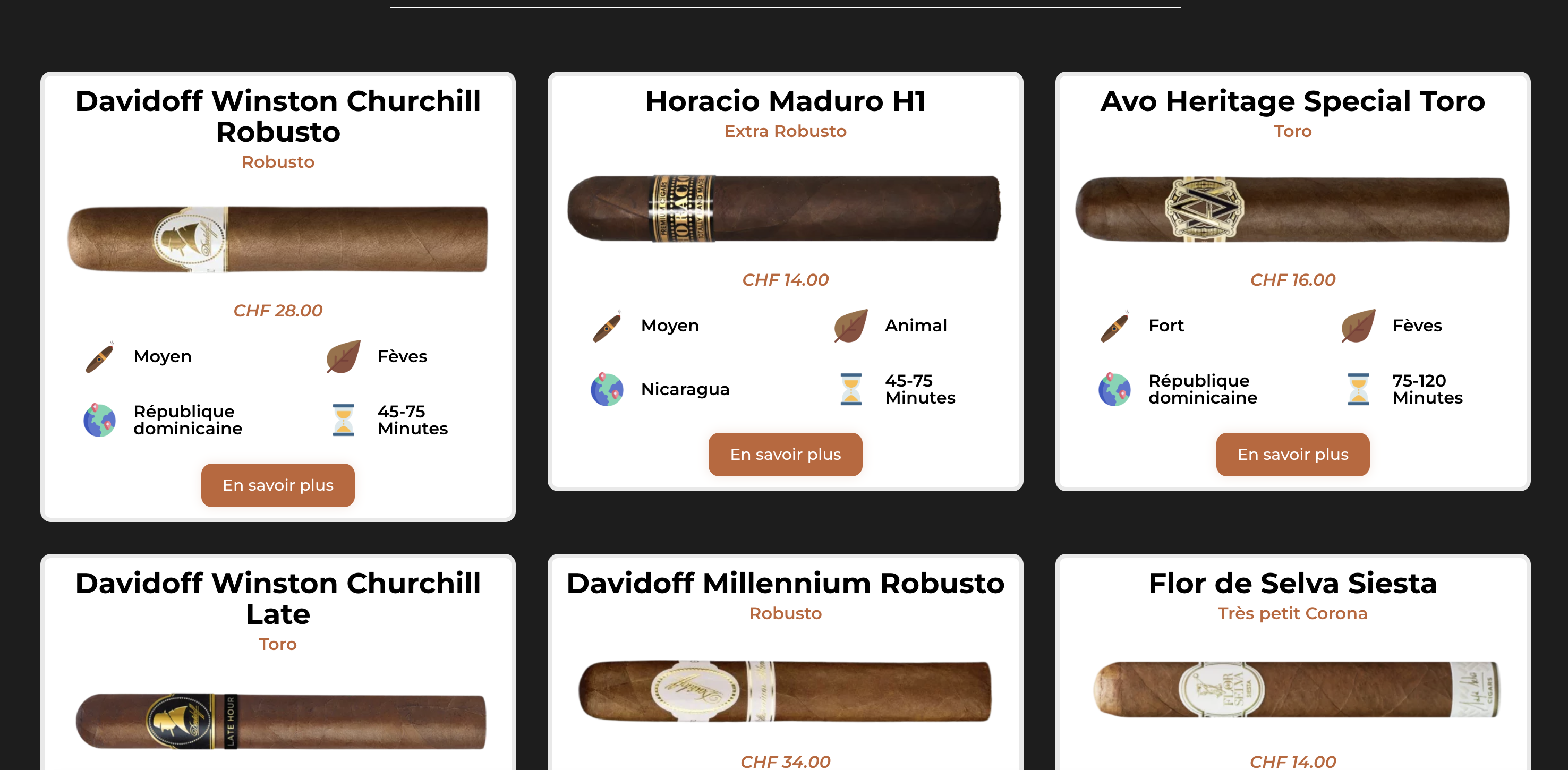 Carte des cigares Hangar 41