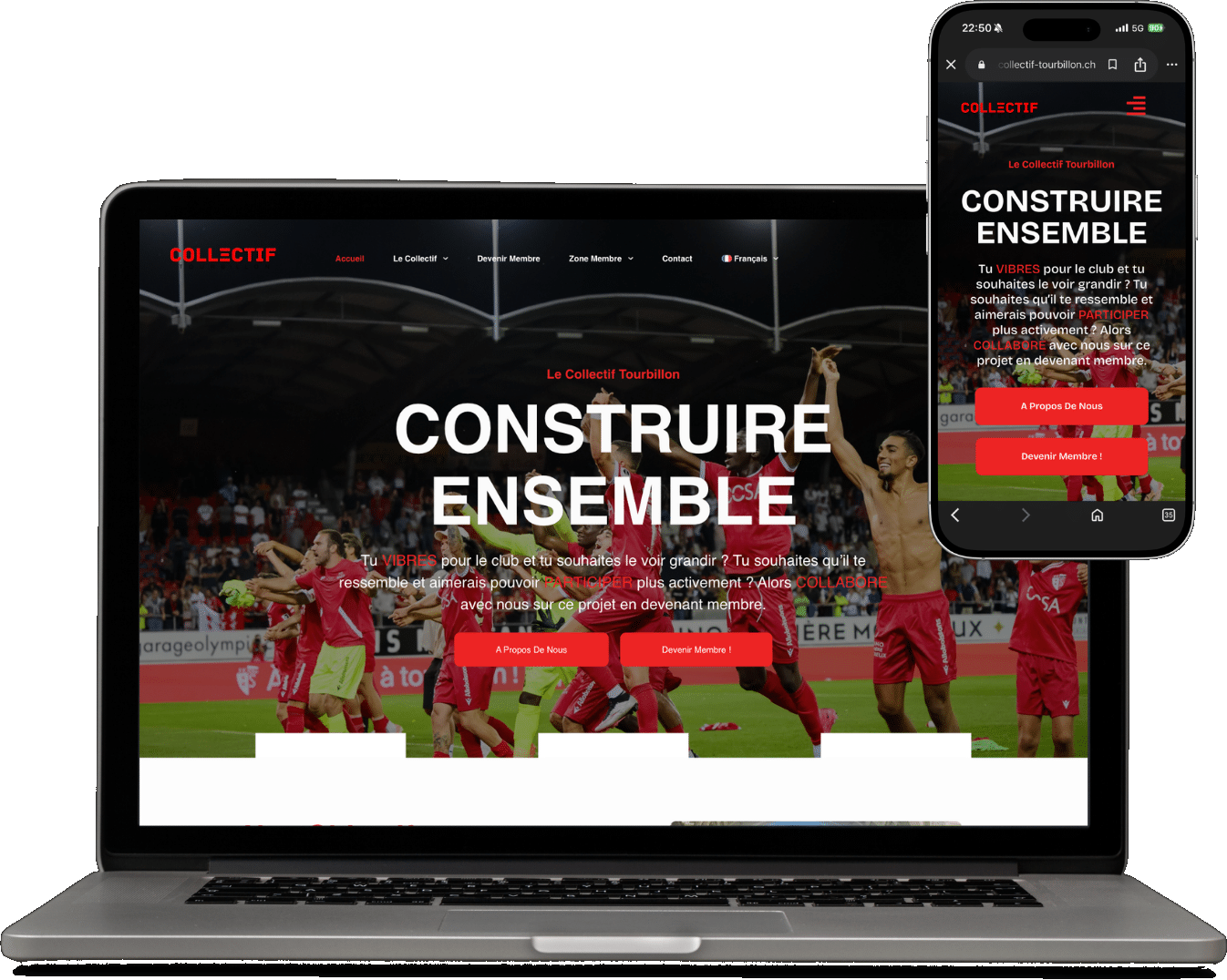 Site Le Collectif Tourbillon sur ordinateur et mobile