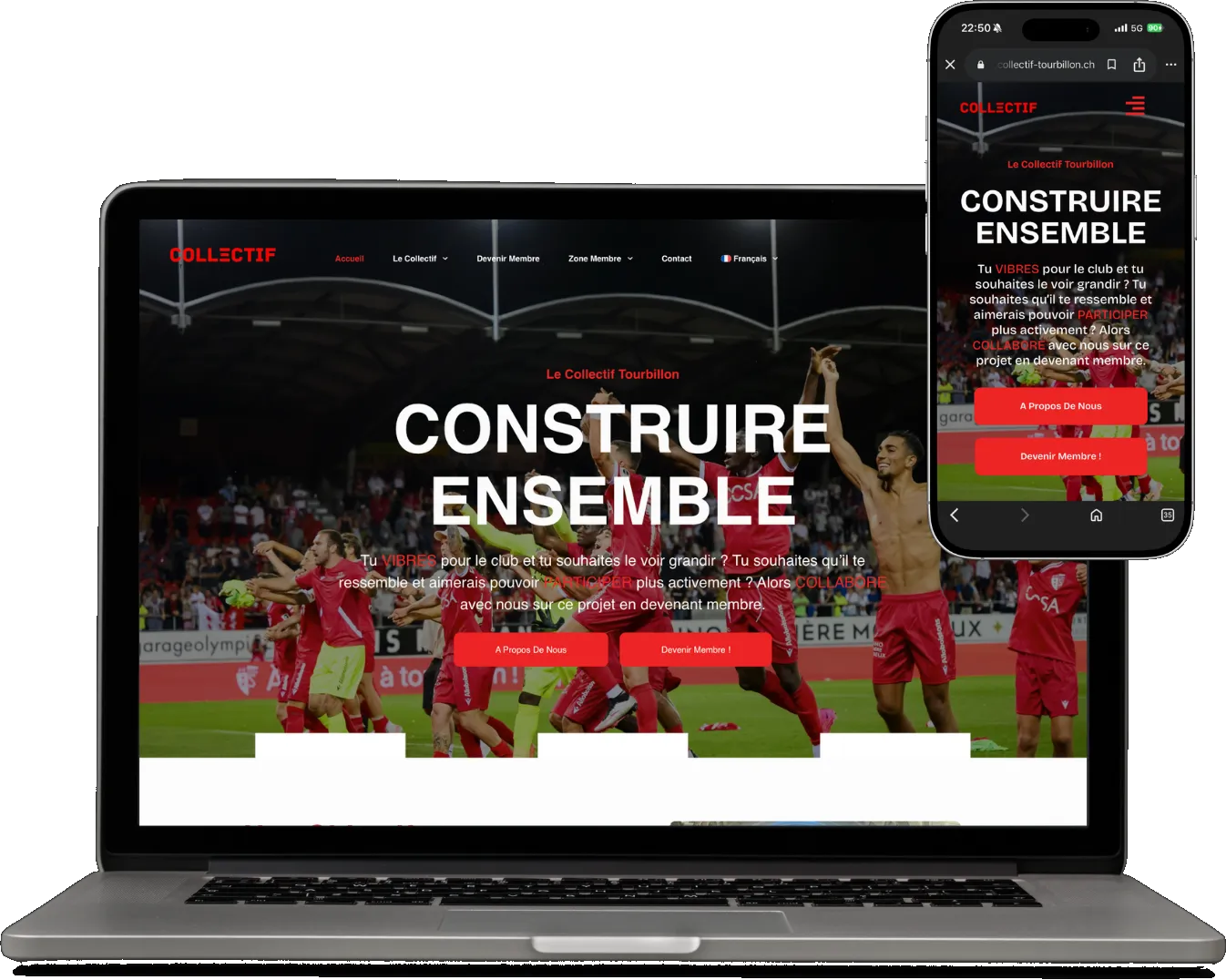 Site Le Collectif Tourbillon sur ordinateur et mobile
