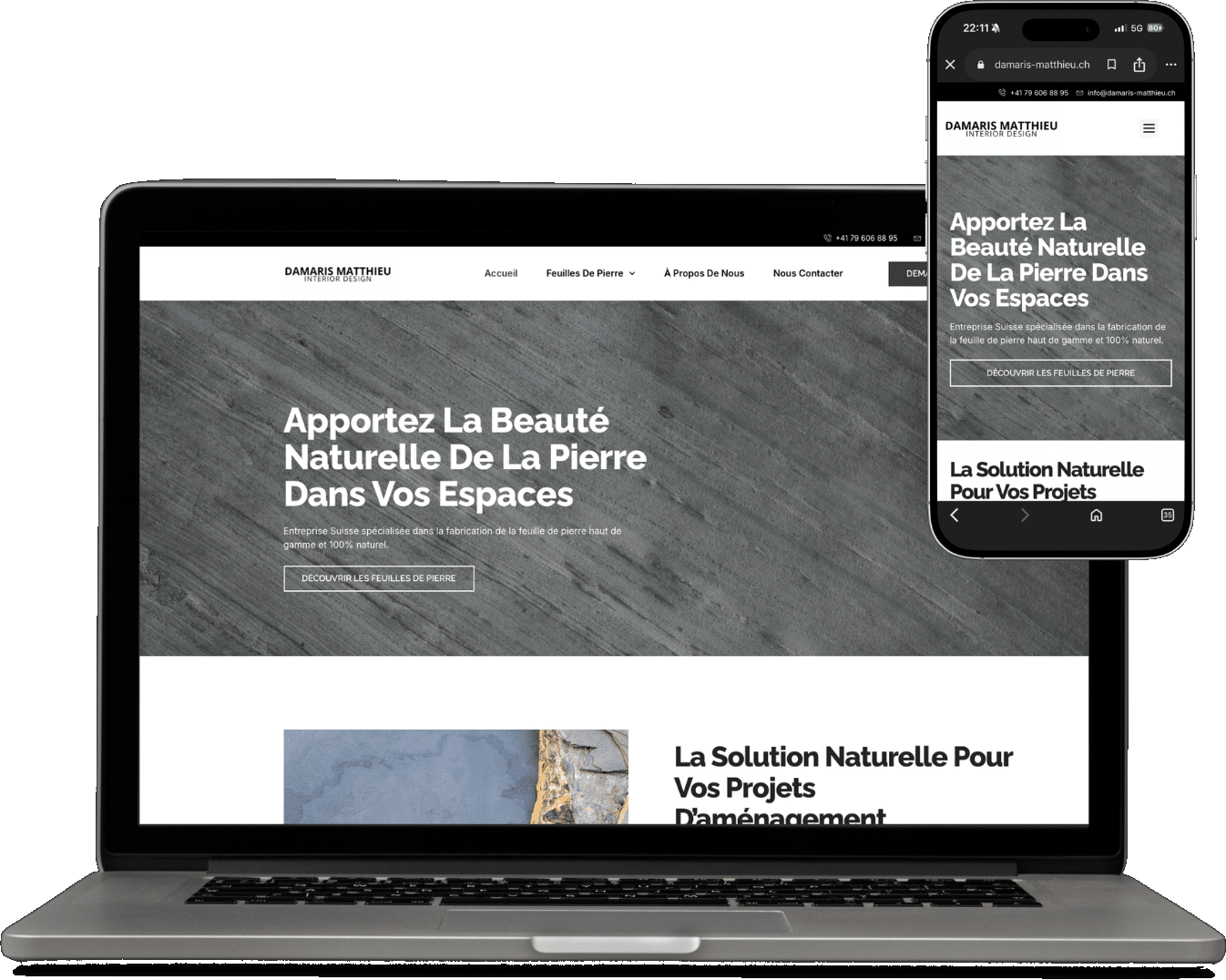 Site Damaris Matthieu sur ordinateur et mobile