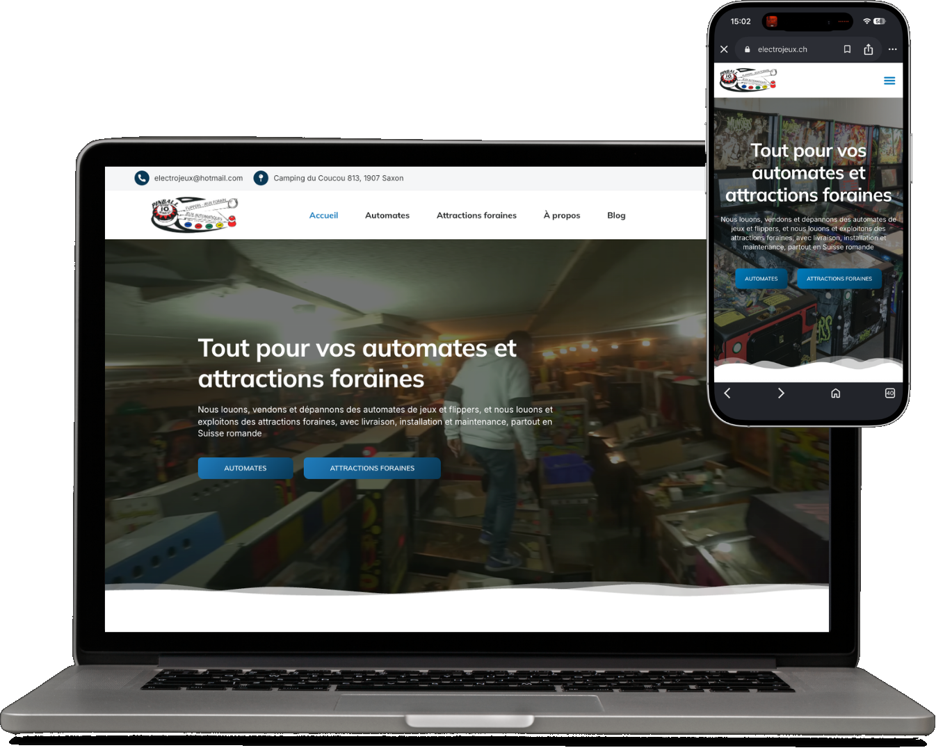 Site Electrojeux sur ordinateur et mobile