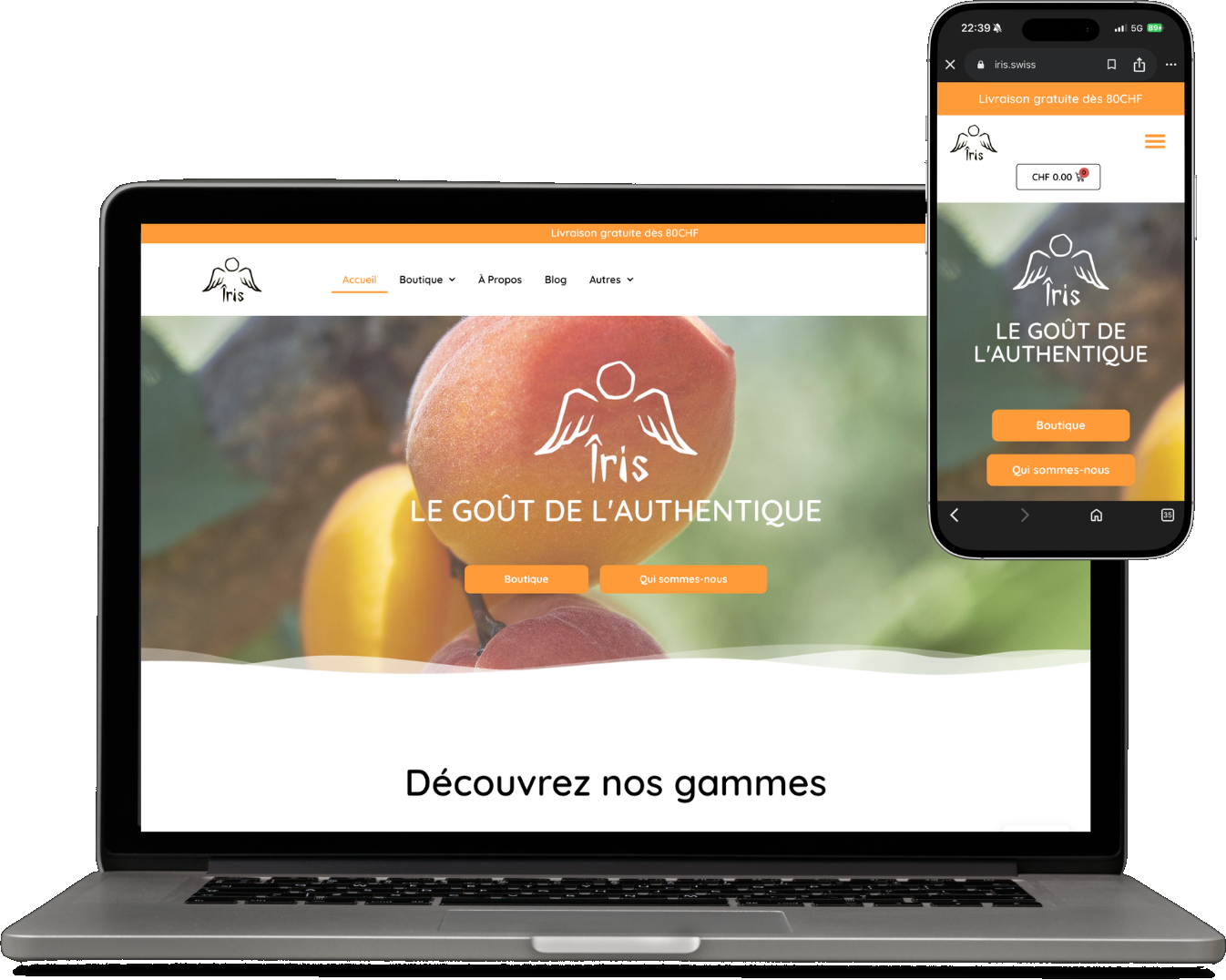 Site Iris sur ordinateur et mobile